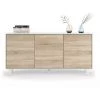 CAESAROO Buffet Salon 154 Cm Blanc Brillant Et Chêne Canadien Avec Trois Portes | Couleur