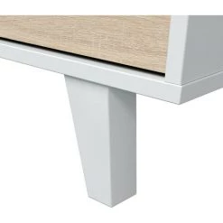 CAESAROO Buffet Salon 154 Cm Blanc Brillant Et Chêne Canadien Avec Trois Portes | Couleur -Buffet et enfilade Soldes 31455977 5