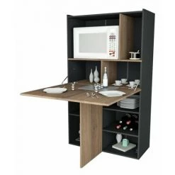 BEAUX MEUBLES PAS CHERS Buffet Table De Cuisine Noir Et Châtaignier