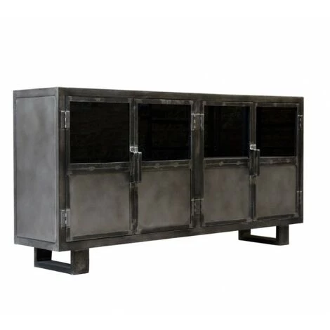 LE DéPôT BAILLEUL Buffet Métal Noir Jodhpur 4 Portes - Noir - Noir Avec Nuances 1 LE DéPôT BAILLEUL Buffet Métal Noir Jodhpur 4 Portes - Noir - Noir Avec Nuances