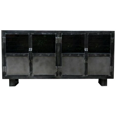 LE DéPôT BAILLEUL Buffet Métal Noir Jodhpur 4 Portes - Noir - Noir Avec Nuances 2 LE DéPôT BAILLEUL Buffet Métal Noir Jodhpur 4 Portes - Noir - Noir Avec Nuances – Image 2