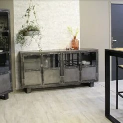 LE DéPôT BAILLEUL Buffet Métal Noir Jodhpur 4 Portes - Noir - Noir Avec Nuances 7 LE DéPôT BAILLEUL Buffet Métal Noir Jodhpur 4 Portes - Noir - Noir Avec Nuances -Buffet et enfilade Soldes 31770612 4