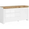 HUCOCO DOLSENA - Buffet Style Scandinave Salon/salle à Manger - 156x83.5x42 - 1 Porte+3 Tiroirs - Enfilade - Blanc