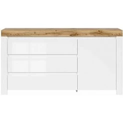 HUCOCO DOLSENA - Buffet Style Scandinave Salon/salle à Manger - 156x83.5x42 - 1 Porte+3 Tiroirs - Enfilade - Blanc 5 HUCOCO DOLSENA - Buffet Style Scandinave Salon/salle à Manger - 156x83.5x42 - 1 Porte+3 Tiroirs - Enfilade - Blanc -Buffet et enfilade Soldes 31902047 2