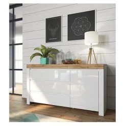 HUCOCO DOLSENA - Buffet Style Scandinave Salon/salle à Manger - 156x83.5x42 - 1 Porte+3 Tiroirs - Enfilade - Blanc 7 HUCOCO DOLSENA - Buffet Style Scandinave Salon/salle à Manger - 156x83.5x42 - 1 Porte+3 Tiroirs - Enfilade - Blanc -Buffet et enfilade Soldes 31902047 4