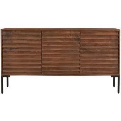 MILIBOO Buffet 3 Portes En Manguier Massif Et Métal ONDA - Noyer