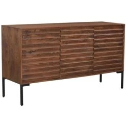 MILIBOO Buffet 3 Portes En Manguier Massif Et Métal ONDA - Noyer -Buffet et enfilade Soldes 31928375 3