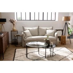 MILIBOO Buffet 3 Portes En Manguier Massif Et Métal ONDA - Noyer -Buffet et enfilade Soldes 31928375 5