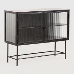 Buffet En Métal Et Verre Vertal SKLUM Acier - Noir