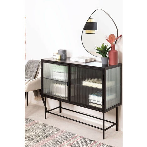 Buffet En Métal Et Verre Vertal SKLUM Acier - Noir 2 Buffet En Métal Et Verre Vertal SKLUM Acier - Noir – Image 2