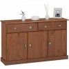 IDIMEX Buffet PARIS Commode Bahut Vaisselier Avec 3 Portes Battantes Et 2 Tiroirs Pin Massif Lasuré Brun Foncé - Couleur Châtaigne