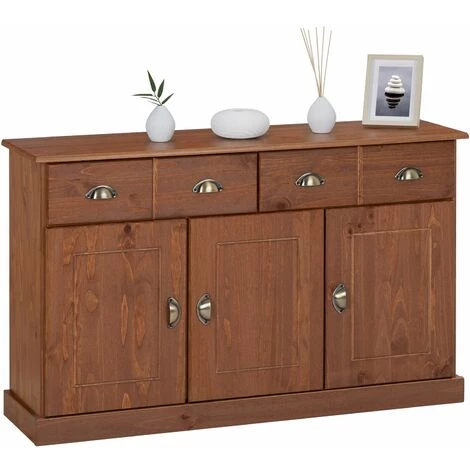 IDIMEX Buffet PARIS Commode Bahut Vaisselier Avec 3 Portes Battantes Et 2 Tiroirs Pin Massif Lasuré Brun Foncé - Couleur Châtaigne 1 IDIMEX Buffet PARIS Commode Bahut Vaisselier Avec 3 Portes Battantes Et 2 Tiroirs Pin Massif Lasuré Brun Foncé - Couleur Châtaigne