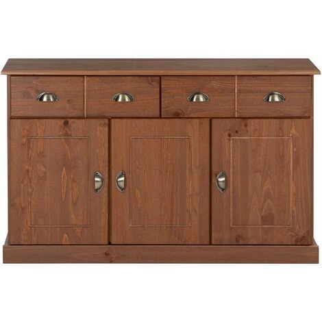 IDIMEX Buffet PARIS Commode Bahut Vaisselier Avec 3 Portes Battantes Et 2 Tiroirs Pin Massif Lasuré Brun Foncé - Couleur Châtaigne 3 IDIMEX Buffet PARIS Commode Bahut Vaisselier Avec 3 Portes Battantes Et 2 Tiroirs Pin Massif Lasuré Brun Foncé - Couleur Châtaigne – Image 3