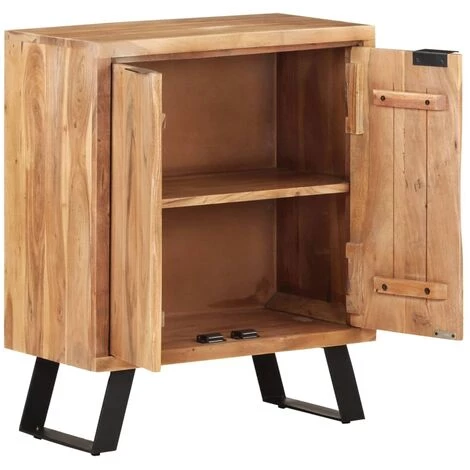 VidaXL Buffet 60x36x76 Cm Bois D'acacia Solide Avec Bord Naturel - Brun 3 VidaXL Buffet 60x36x76 Cm Bois D'acacia Solide Avec Bord Naturel - Brun – Image 3