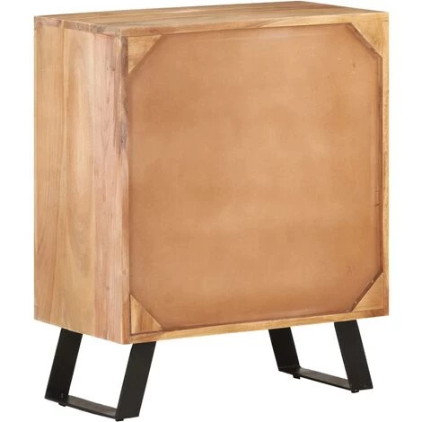 VidaXL Buffet 60x36x76 Cm Bois D'acacia Solide Avec Bord Naturel - Brun 4 VidaXL Buffet 60x36x76 Cm Bois D'acacia Solide Avec Bord Naturel - Brun – Image 4
