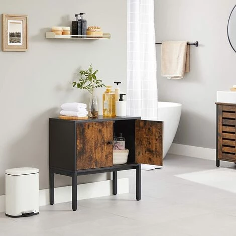 VASAGLE Meuble De Cuisine, Buffet Avec Portes, Armoire, Placard De Rangement, Cadre En Métal, 60 X 30 X 60 Cm, Style Industriel, Marron Rustique Et Noir Par SONGMICS LSC106B01 - Marron Rustique Et Noir 3 VASAGLE Meuble De Cuisine, Buffet Avec Portes, Armoire, Placard De Rangement, Cadre En Métal, 60 X 30 X 60 Cm, Style Industriel, Marron Rustique Et Noir Par SONGMICS LSC106B01 - Marron Rustique Et Noir – Image 3