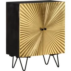 VidaXL Buffet Avec Façade En Laiton 60x30x74 Cm Bois De Manguier Massif - Or