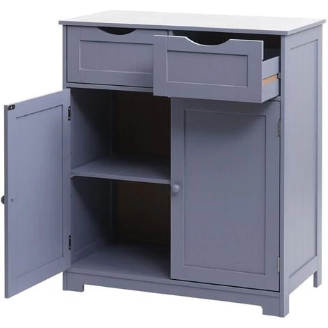 Commode HHG-596, Meuble à Tiroirs, 2 Tiroirs Et 2 Portes 80x70x35cm ~ Gris 1 Commode HHG-596, Meuble à Tiroirs, 2 Tiroirs Et 2 Portes 80x70x35cm ~ Gris