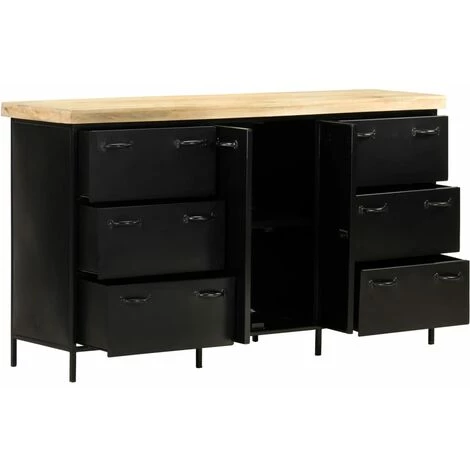 VidaXL Buffet 140x38x76 Cm Bois De Manguier Brut - Blanc 2 VidaXL Buffet 140x38x76 Cm Bois De Manguier Brut - Blanc – Image 2