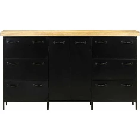 VidaXL Buffet 140x38x76 Cm Bois De Manguier Brut - Blanc 3 VidaXL Buffet 140x38x76 Cm Bois De Manguier Brut - Blanc – Image 3