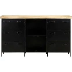 VidaXL Buffet 140x38x76 Cm Bois De Manguier Brut - Blanc 8 VidaXL Buffet 140x38x76 Cm Bois De Manguier Brut - Blanc -Buffet et enfilade Soldes 32951798 4