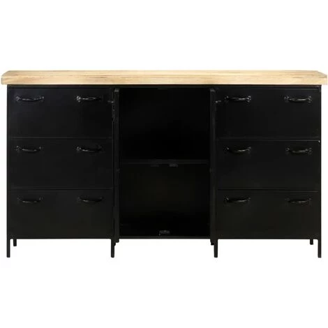 VidaXL Buffet 140x38x76 Cm Bois De Manguier Brut - Blanc 4 VidaXL Buffet 140x38x76 Cm Bois De Manguier Brut - Blanc – Image 4