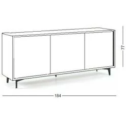 CAESAROO Buffet 184 Cm Chêne Et Blanc Mat Avec 3 Portes | Chêne Et Blanc -Buffet et enfilade Soldes 32995697 3