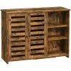 VASAGLE Meuble De Rangement, Buffet, Avec Placard 2 Portes Persiennes, étagères Réglables, 3 Compartiments Ouverts, Pour Salle à Manger, Salon, Cuisine, 100 X 35 X 75 Cm, Marron Rustique Par SONGMICS LBF004X01 - Marron Rustique