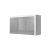DESIGN AMEUBLEMENT Buffet Bahut 3 Portes | Poignées Inox | 144 X 80 X 42 Cm | Couleur Blanc Et Gris Finition Brillante | Meuble De Rangement | Modèle NELIA - Blanc/Gris