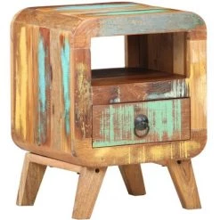 YOUTHUP Table De Chevet 30x30x41 Cm Bois De Récupération Massif - Multicolore