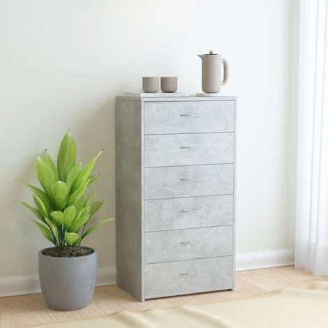 YOUTHUP Buffet Avec 6 Tiroirs Gris Béton 50x34x96 Cm Aggloméré - Gris 1 YOUTHUP Buffet Avec 6 Tiroirs Gris Béton 50x34x96 Cm Aggloméré - Gris