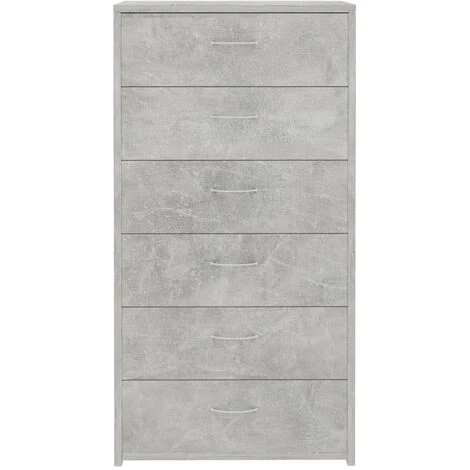 YOUTHUP Buffet Avec 6 Tiroirs Gris Béton 50x34x96 Cm Aggloméré - Gris 4 YOUTHUP Buffet Avec 6 Tiroirs Gris Béton 50x34x96 Cm Aggloméré - Gris – Image 4