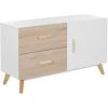 BELIANI Commode Effet Bois Clair / Blanc 1 Porte 2 Tiroirs - Bois Clair