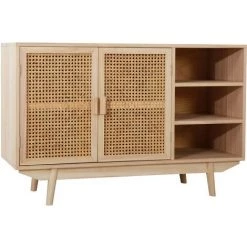 Buffet En Bois Avec 2 étagères Ralik SKLUM Bois De Paulownia - Marron Bois Naturel