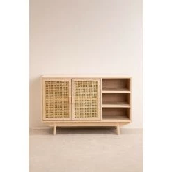 Buffet En Bois Avec 2 étagères Ralik SKLUM Bois De Paulownia - Marron Bois Naturel -Buffet et enfilade Soldes 33530967 4