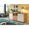 CAESAROO Buffet 184 Cm Chêne Et Blanc Mat Avec 2 Portes Et 2 Tiroirs | Blanc