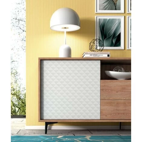 CAESAROO Buffet 184 Cm Chêne Et Blanc Mat Avec 2 Portes Et 2 Tiroirs | Blanc 2 CAESAROO Buffet 184 Cm Chêne Et Blanc Mat Avec 2 Portes Et 2 Tiroirs | Blanc – Image 2