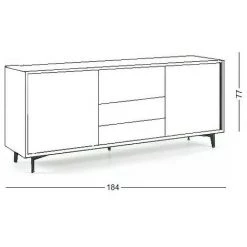 CAESAROO Buffet 184 Cm Chêne Et Blanc Mat Avec 2 Portes Et 2 Tiroirs | Blanc 7 CAESAROO Buffet 184 Cm Chêne Et Blanc Mat Avec 2 Portes Et 2 Tiroirs | Blanc -Buffet et enfilade Soldes 33540201 4