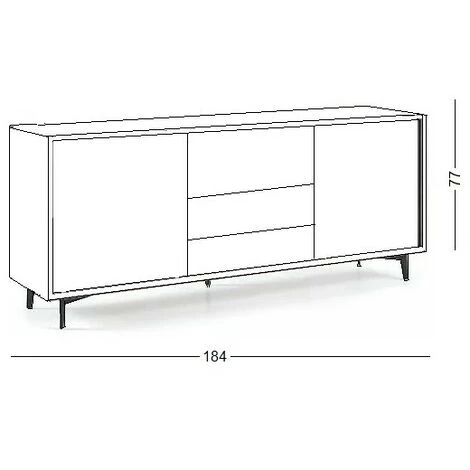 CAESAROO Buffet 184 Cm Chêne Et Blanc Mat Avec 2 Portes Et 2 Tiroirs | Blanc 4 CAESAROO Buffet 184 Cm Chêne Et Blanc Mat Avec 2 Portes Et 2 Tiroirs | Blanc – Image 4