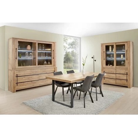 ALTOBUY NILLA - Buffet-Vaisselier Avec Eclairage Led Aspect Bois - Marron Clair 4 ALTOBUY NILLA - Buffet-Vaisselier Avec Eclairage Led Aspect Bois - Marron Clair – Image 4