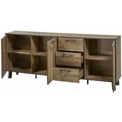 ALTOBUY KARMINA - Buffet 3 Portes 3 Tiroirs Aspect Bois Et Métal - Marron Clair 7 ALTOBUY KARMINA - Buffet 3 Portes 3 Tiroirs Aspect Bois Et Métal - Marron Clair -Buffet et enfilade Soldes 33639539 3