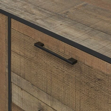 ALTOBUY KARMINA - Buffet 3 Portes 3 Tiroirs Aspect Bois Et Métal - Marron Clair 5 ALTOBUY KARMINA - Buffet 3 Portes 3 Tiroirs Aspect Bois Et Métal - Marron Clair – Image 5