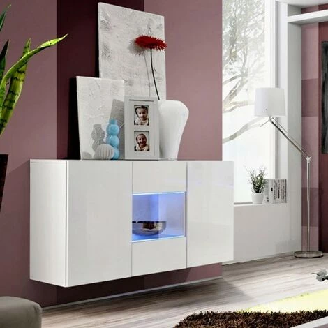 Paris Prix - Buffet 3 Portes Mural "fly Iii" 120cm Blanc 1 Paris Prix - Buffet 3 Portes Mural "fly Iii" 120cm Blanc