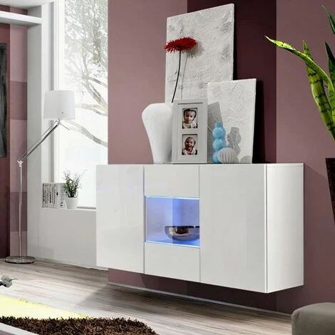 Paris Prix - Buffet 3 Portes Mural "fly Iii" 120cm Blanc 2 Paris Prix - Buffet 3 Portes Mural "fly Iii" 120cm Blanc – Image 2