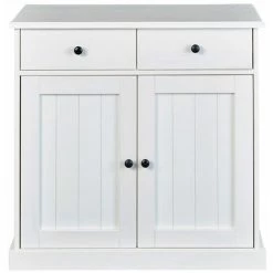 Paris Prix - Bahut Bas Bois Massif 2 Portes "takao" 90cm Blanc