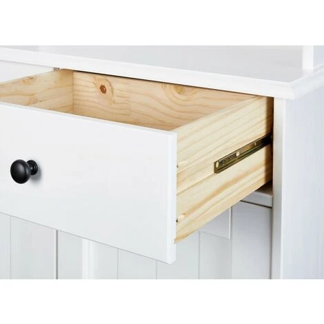 Paris Prix - Bahut Bas Bois Massif 2 Portes "takao" 90cm Blanc 3 Paris Prix - Bahut Bas Bois Massif 2 Portes "takao" 90cm Blanc – Image 3