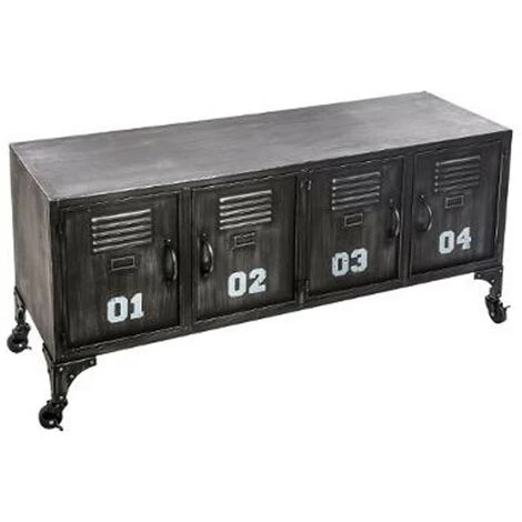 ATMOSPHERA, CRATEUR D'INTRIEUR Meuble Bas Industrielle 4 Portes "Casiers" 119cm Noir 1 ATMOSPHERA, CRATEUR D'INTRIEUR Meuble Bas Industrielle 4 Portes "Casiers" 119cm Noir