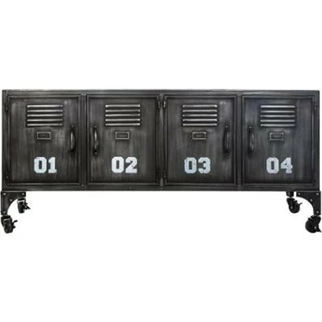 ATMOSPHERA, CRATEUR D'INTRIEUR Meuble Bas Industrielle 4 Portes "Casiers" 119cm Noir 2 ATMOSPHERA, CRATEUR D'INTRIEUR Meuble Bas Industrielle 4 Portes "Casiers" 119cm Noir – Image 2