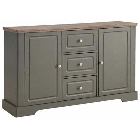 Paris Prix - Buffet 2 Portes & 3 Tiroirs "juliette" 139cm Taupe 1 Paris Prix - Buffet 2 Portes & 3 Tiroirs "juliette" 139cm Taupe