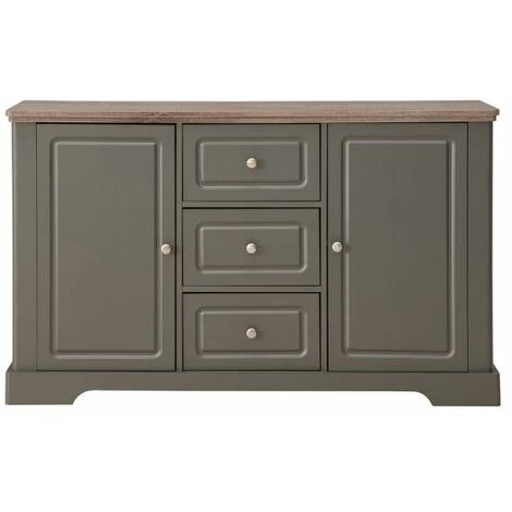 Paris Prix - Buffet 2 Portes & 3 Tiroirs "juliette" 139cm Taupe 2 Paris Prix - Buffet 2 Portes & 3 Tiroirs "juliette" 139cm Taupe – Image 2